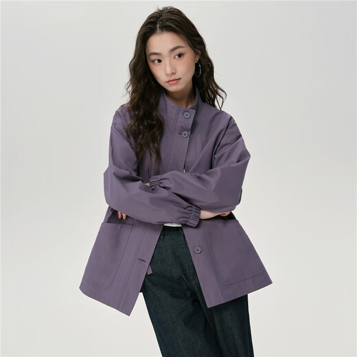 
Giordano designer loose jacket for women standing collar silhouette waist-length mid-length windbreaker jacket 18375607