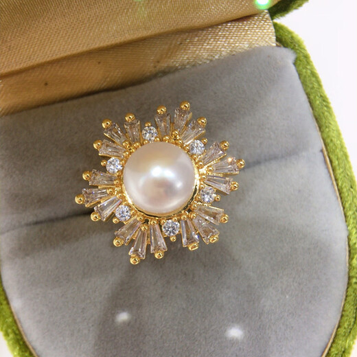 Ruoximeng 5A grade high-brightness natural freshwater pearl pendant earrings ring-like zircon snowflake pearl set gold pendant