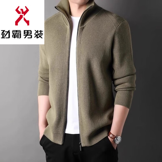 KBXNG Jinba wool knitted cardigan men's autumn and winter new Korean style lapel high-end casual zipper sweater jacket for men black XL 121-140Jin Jin is equal to 0.5 kg
