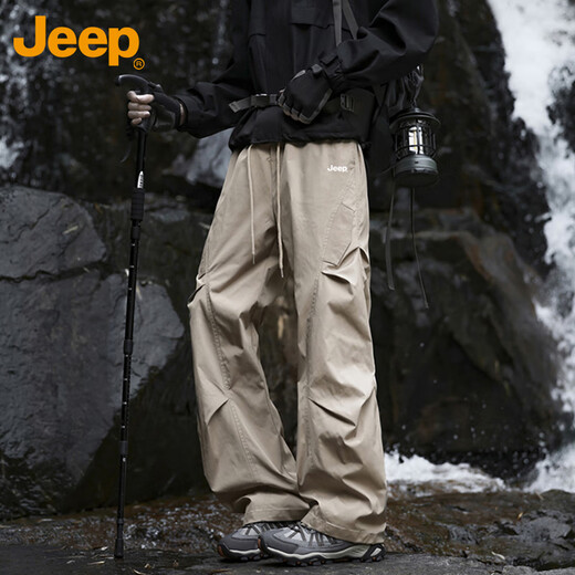 JEEP Casual Pants Men's and Women's Assault Paratrooper Pants Windproof Outdoor Work Pants Loose Straight Pants Black XL