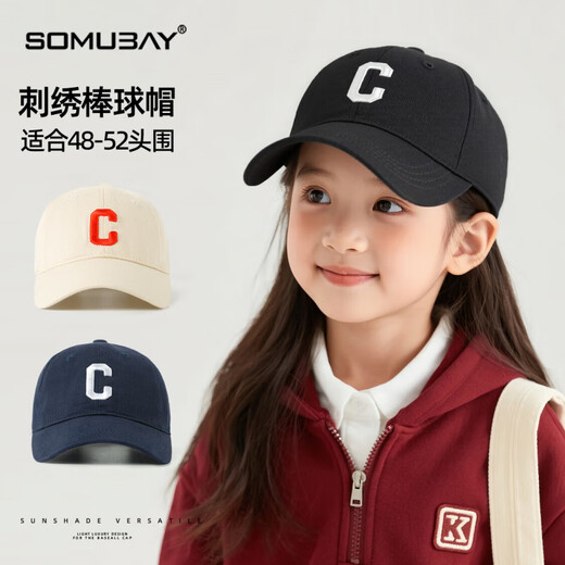 Sumu Bai 2025 new children's baseball cap spring and autumn style baby hat boys and girls fashion c letter peaked cap casual navy blue one size (48-53cm)