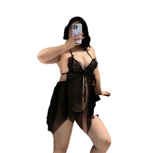 Sexy lingerie, sexy bed shirt, lace suspender skirt, crotchless thong, can be added to large sizes 8287 black 170XL160-200Jin Jin is equal to 0.5 kg