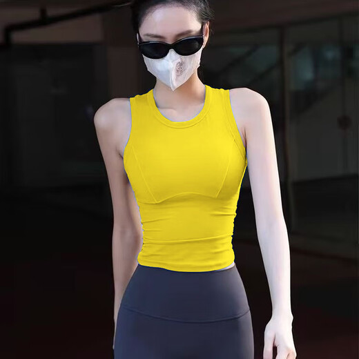 Bantang Jinse yoga top with chest pad sports bra for women shock-proof push-up vest for women summer new Pilates breast enhancement tea brown 2XL