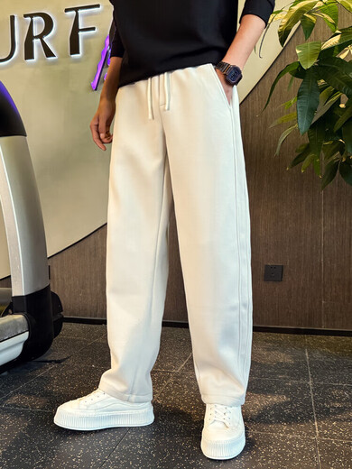 Kuraishi Kazuki straight-leg sweatpants men's trendy sweatpants loose wide-leg men's pants spring and autumn new pants winter handsome casual pants light gray regular