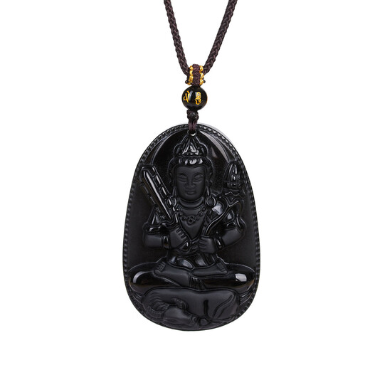 Natural Obsidian Native Buddha Pendant Twelve Zodiac Eight Guardian Saints Men and Women Necklace Pendant Tanabata Gift Natural Obsidian Zodiac Rooster Fudo Bodhisattva