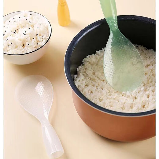 Bei Mu Xing Little Monster thickened non-stick rice spoon for serving rice, non-stick household kitchen measuring spoon plastic rice spoon, high temperature resistant and non-deformable white