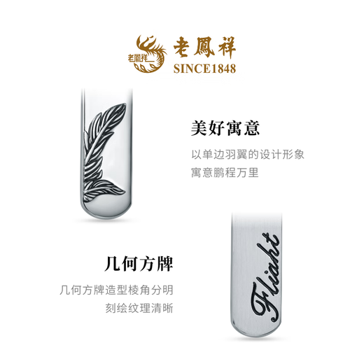 Lao Fengxiang New Product Wing Chifengfa Geometric Square Brand Trendy Cool Classic Platinum Pendant Priced for Men and Women Wing Pendant 14.19