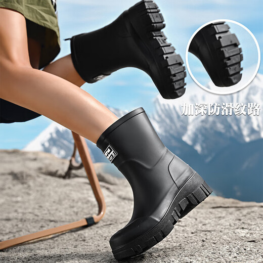 Mujeres Las nuevas botas de lluvia de 2025 con calzado de goma impermeable y sin deslizamiento de mares que no capturan el mar acampar y caminar zapatos de agua de tubo medio (tubo medio) 36
