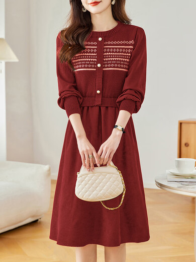 TJQ ​​Luxury High-End Brand Dress for Women 2025 Autumn New Temperament Pequeña falda interior de manga larga de manga larga M 90-105Jin [Jin iguala 0.5 kg]