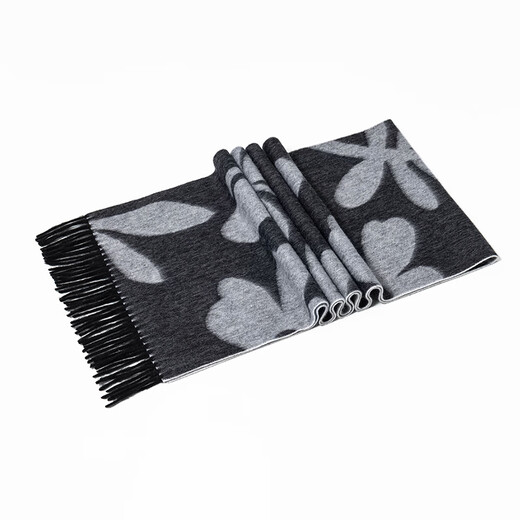 Da Vinci Mot de passe pour l'automne et l'hiver Scarpe de laine chaude pour les femmes 2025 Nouvelle écharpe pour femmes avec cadeau de mode haut de gamme pour la journée des enseignants, les fleurs et les papillons dansent ensemble, Black Grey 180cm * 30cm (y compris les glands)