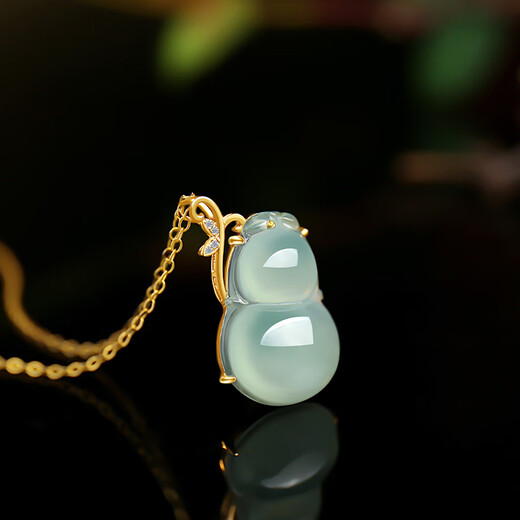 以心参玉【11.11狂欢返场】18K金镶翡翠吊坠 女款福禄葫芦玉石挂件