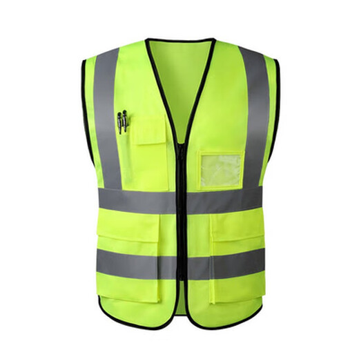 Reflective vest safety construction fluorescent yellow vest sanitation work clothes transportation Meituan mesh cycling jacket printing mesh fluorescent yellow (10 pieces)