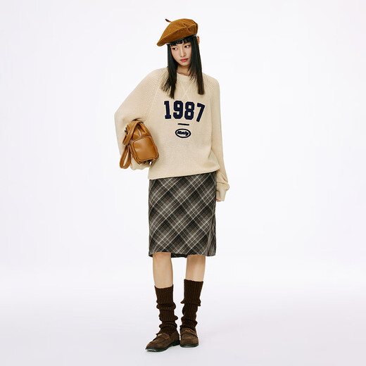 
MMLG retro plaid wool skirt for women in early autumn 2025 new Korean Korean style sweet and salt casual skirt deep coffee plaid S