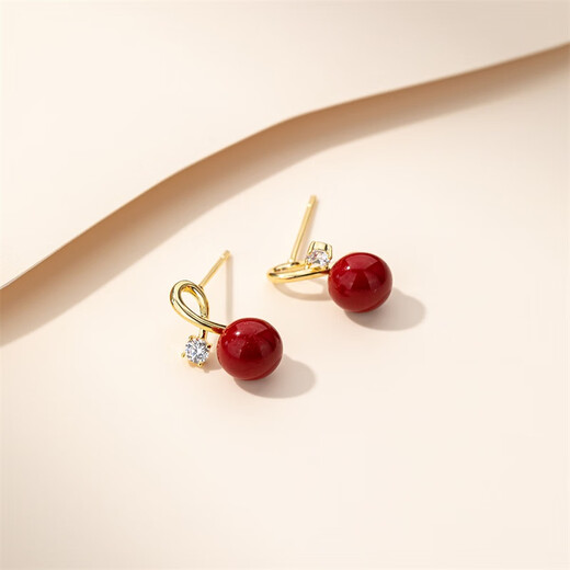 Yalundi red earrings, feminine silver earrings, 2025 new hot style, niche design, high-end, unique and exquisite