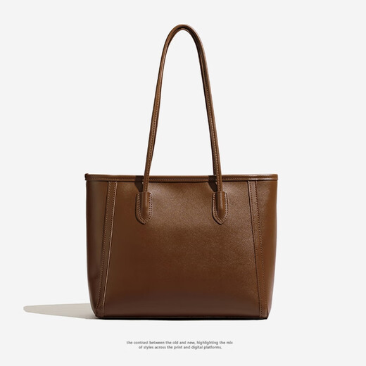 Kinstrdz Tote Bag Femme 2025 Nouvelle capacité de grande capacité en cuir authentique High Sense Commuter à une épaule sac d'anniversaire Brown Brown