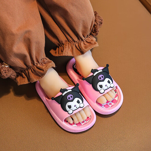 儿童拖鞋男童女童厚底防滑防臭洗澡室内柔软居家软底防摔百搭拖鞋 防滑版-【粉色】 单层 粉色库洛米 30 /30-31 长度 190