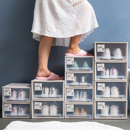 He Jiagong Yangyangyu shoe box drawer-type assembly-free dust-proof transparent plastic thickened men's and women's sneaker storage box can be freely assembled 1 pack Buy more 24.5x30.6x13.1cm