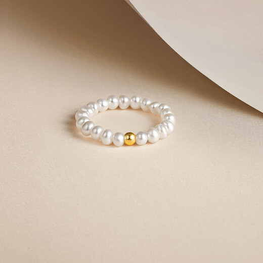 Saturday Fortune (ZLF) yellow 18K gold freshwater pearl ring for women, exquisite small gold beaded bracelets as a gift for your girlfriend, classic style