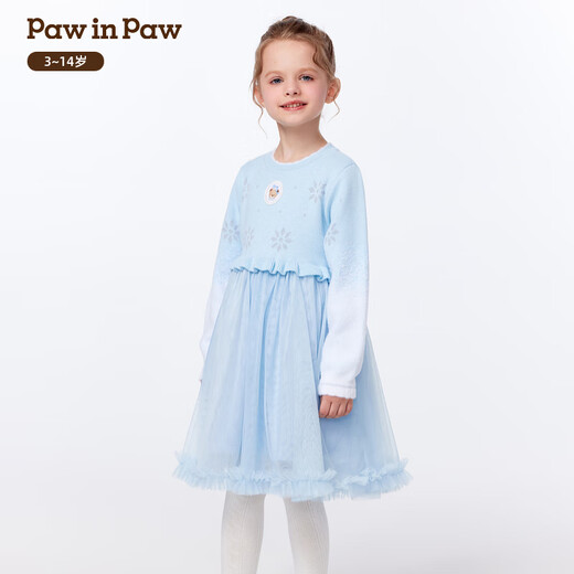 PawinPaw shopping mall same style cartoon bear children's clothing 25 years new winter new girls dress loose Blue blue/50 120