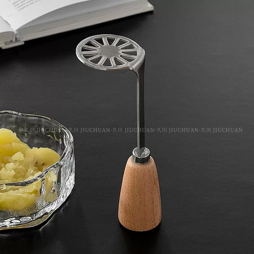 Yusenyi ins style stainless steel wooden handle mud press kitchen potato sweet potato taro mud press tool food supplement cooking artifact one pack 1ml one pack