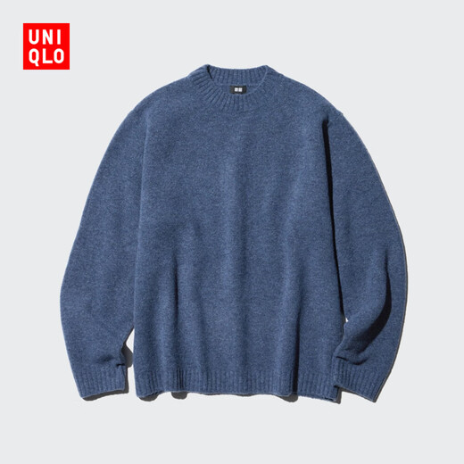 Uniqlo Men's Clothing/Men and Women's Souffle Sauffle Souffle Séter de cuello redondo/suéter de suéter471229 67 Sea Blue S/165/84a