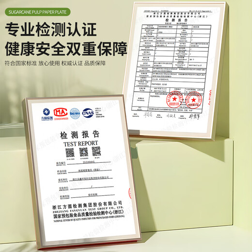 Jieribang disposable sugarcane pulp dinner plates 9 inches 20 pieces food grade thickened waterproof and oil-proof biodegradable paper plates