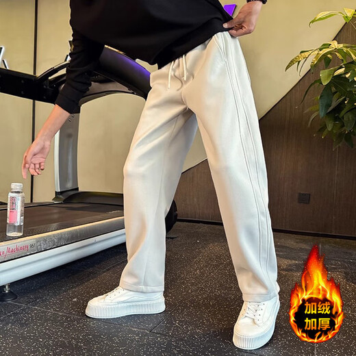 Kuraishi Kazuki straight-leg sweatpants men's trendy sweatpants loose wide-leg men's pants spring and autumn new pants winter handsome casual pants light gray regular