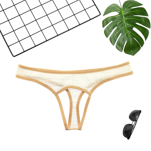 BUFFNY large size open crotch men's underwear no need to take off thong lace breathable temptation sexy hollow T pants white XL 2 feet 6-2 feet 8