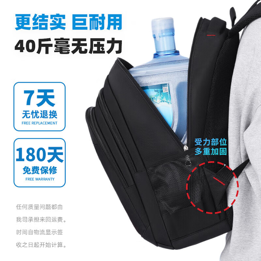 Double Star Large Capacity Backpack Junior High School School Bag Men Backpack Men Commuter Bag Casual Business Computer Travel Backpack Black [Reinforced Version] Red Label