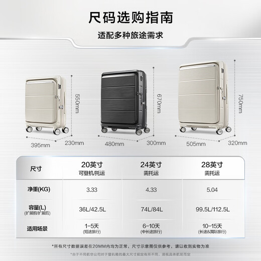 Samsonite suitcase 20-inch double open cover multi-function trolley case wet and dry separation suitcase KT2 black password box