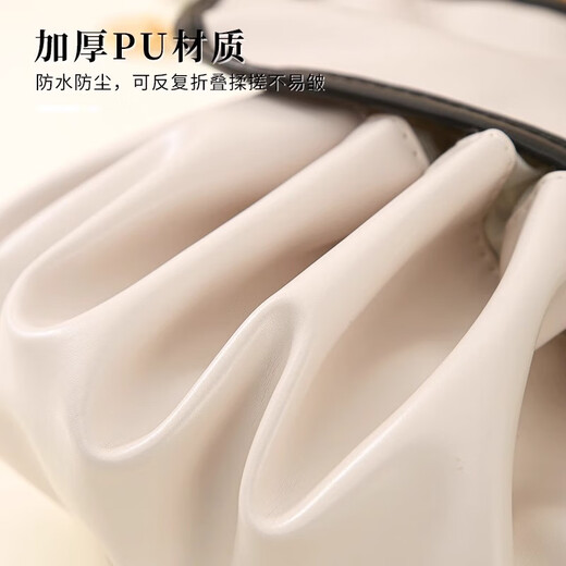 Shouli lazy cosmetic bag for women ins portable large capacity cosmetics storage bag travel waterproof bag drawstring toiletry bag large capacity closes in one second almond white