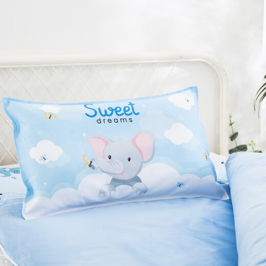 Pure cotton removable and washable children's sleeping bag anti-kicking quilt artifact baby baby sleeping big children autumn and winter plus velvet Dream Elephant soft and waxy texture 80X150cm light sleeping bag cover