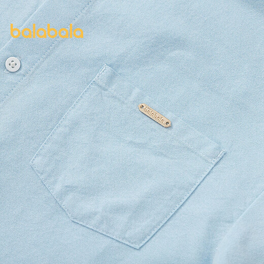 Balabala children's clothing children's boys long-sleeved shirt pure cotton children's top spring college fashion versatile shirt blue tone 00488 100