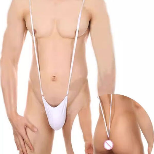 Men's suspender-style T-pants with U convex bag design, one-piece gay suspenders, sexy thong, adjustable underwear for men, white fishnet stockings, one size fits all