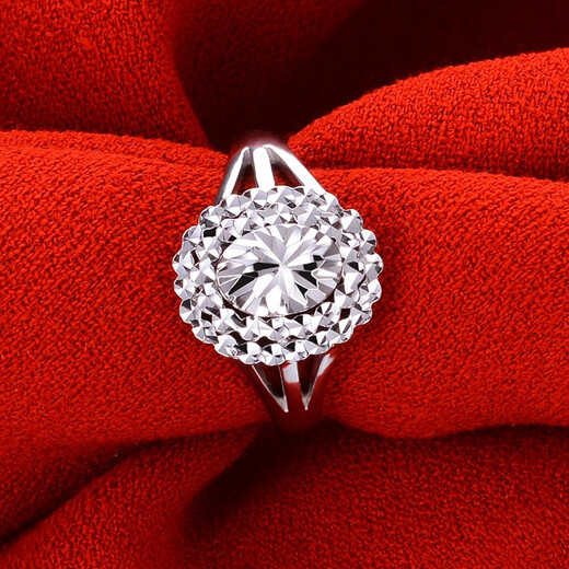 Yuan Shengfu's new PT950 oval imitation diamond platinum ring, fashionable women's platinum ring, adjustable and lively, shiny 7.35g