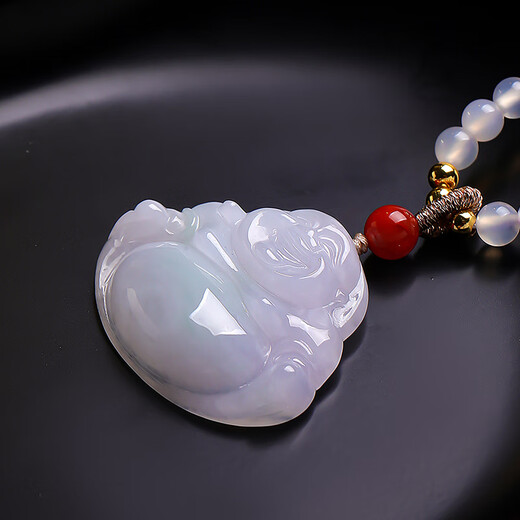 Pure Heart Stone Guaranteed Price 11.11 Goods A Jade Buddha Pendant Spring Belt Colorful Smiling Mouth Ever Open Maitreya Buddha Jade Pendant Comes with Certificate
