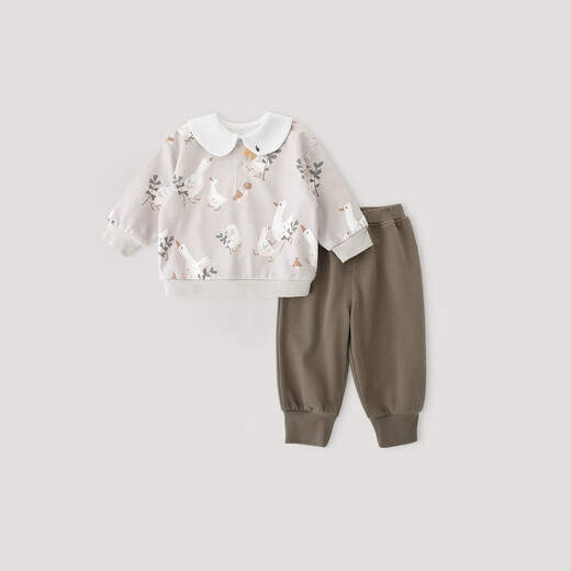 巴厘小猪女童卫衣套装秋季甜美可爱女宝宝两件套婴幼儿分体衣服 小鸭寻觅记 100 cm