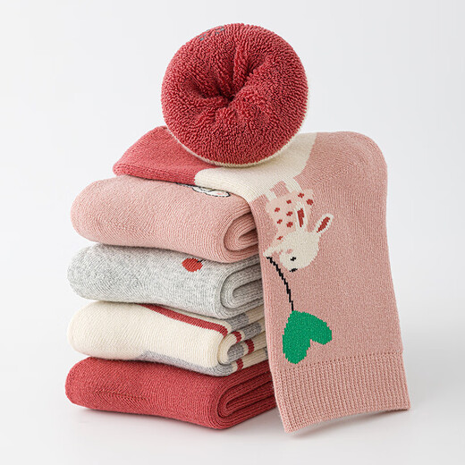 Six-fingered rat boneless suture ~ high-tube thickened girls and children's socks combed cotton autumn and winter terry mid-length socks