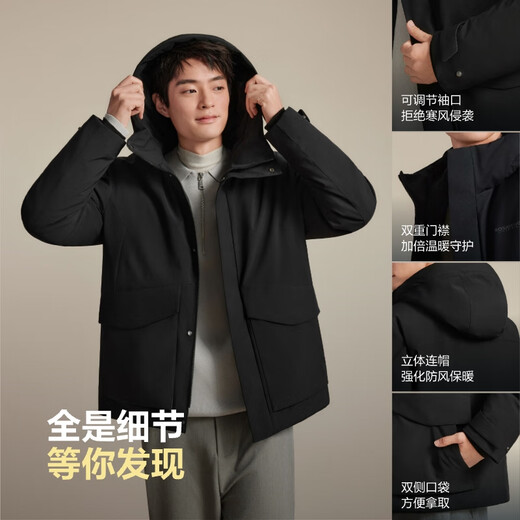 Bosideng 25 Jahre Winter Daunenjacke 90 Samt Herren lose kurze lässige verdickte Kapuzen-Rundhals-Freizeitjacke