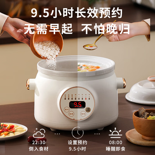 SUBOAER Subo electric stew pot 6 liters large capacity intelligent health pot soup pot electric stew pot porridge pot fully automatic purple clay pot food supplement pot 6L purple clay liner suitable for 5-9 people