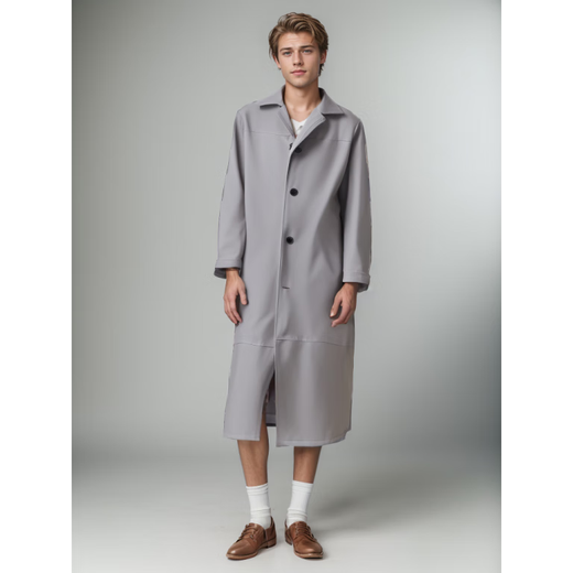 GxmyCosplay anime men's windbreaker mid-length solid color slim fit PU leather over-the-knee large leather jacket men's jacket black M (140-160Jin Jin equals 0.5kg)