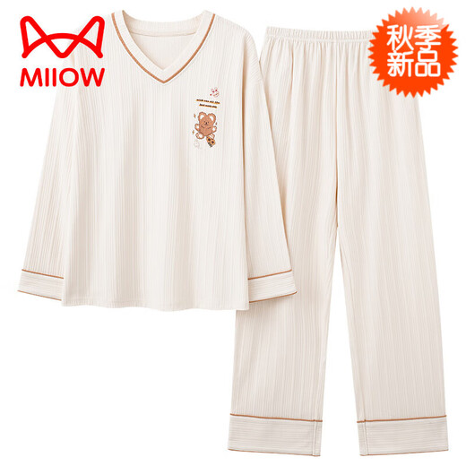 
Catman (MiiOW) pajamas for women in spring and autumn Korean version, large size long sleeve two-piece suit casual summer autumn and winter thin home clothes can be worn outside. Pink GXT9923 color M (recommended 75-95Jin [Jin equals 0.5 kg])