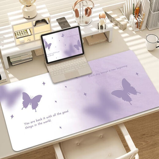 Ye yu lila Schmetterlingsblume Maus-Maus-Pad Super großes hochwertiges Mädchen Wache Computer Büro Schreibmatte Tischpolster RK-3890 丨 Lila verdickte Schließkante 57 cm * 33 cm 2mm 2mm