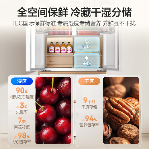 Haier Mailang series 511 liter full-space fresh-keeping ultra-thin zero-embedded French multi-door household refrigerator BCD-511WGHFD1BWLU1 20% national subsidy