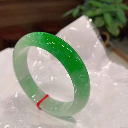 Burmese Laokeng jade bracelet, floating green jade bracelet, square ice type floating green peace bracelet, square jade bracelet, 59 rings