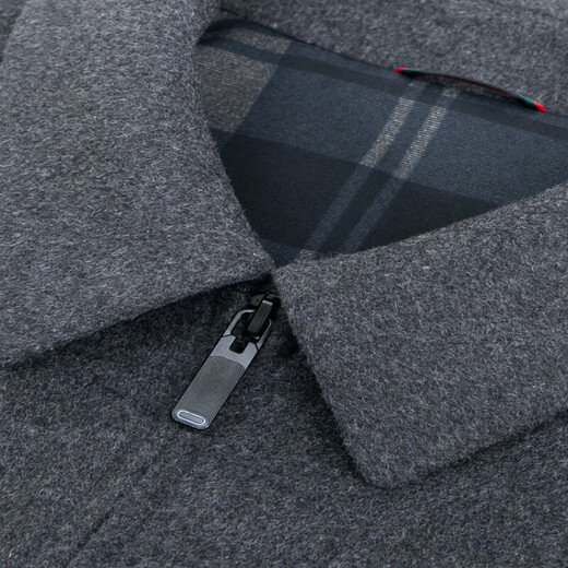 MONTAGUT French Cashmere Jacket Men's Middle-aged Business Casual Solid Color Wool Wool Short Autumn and Winter Dad Jacket Gray 2XL 180/96A