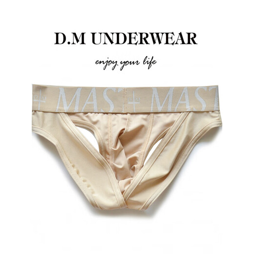 DM men's underwear, low waist, sexy and stylish double thong, exposed buttocks and smooth material, black M
