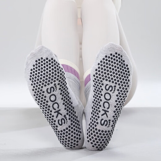 BIBK Japanese Yoga Socks Pilates Socks Double Layer Medium Tube New Sweat-Absorbent Breathable Adhesive Anti-Slip Sports Fitness Socks Yunshui Blue