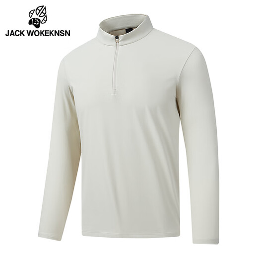 JACK WOKEKNSN Wolf Claw Cloud half-zip quick-drying long-sleeved men's and women's same style running sports T-shirt tops fitness training clothes cycling clothes space gray M