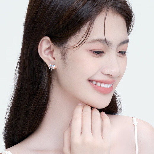 Central Chuang Fashion China Gold Authorized Silver Earrings for Women Earrings Birthday Gifts for Girls Light Luxury Niche High-end Girlfriends and Best Friends